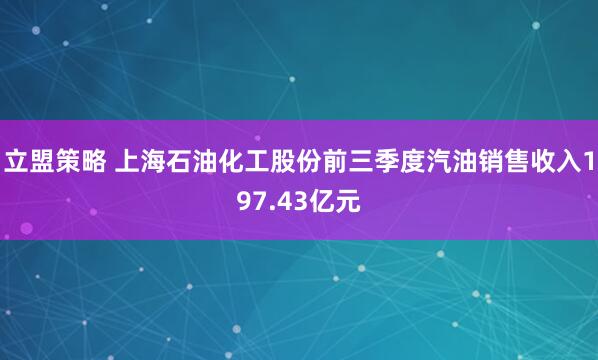 立盟策略 上海石油化工股份前三季度汽油销售收入197.43亿元