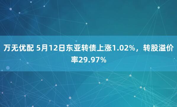 万无优配 5月12日东亚转债上涨1.02%，转股溢价率29.97%