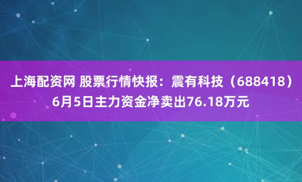 上海配资网 股票行情快报：震有科技（688418）6月5日主力资金净卖出76.18万元
